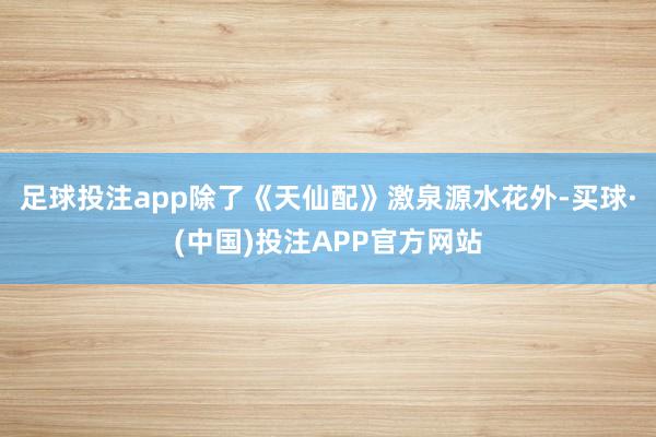 足球投注app除了《天仙配》激泉源水花外-买球·(中国)投注APP官方网站