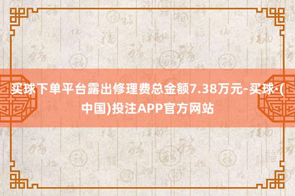 买球下单平台露出修理费总金额7.38万元-买球·(中国)投注APP官方网站