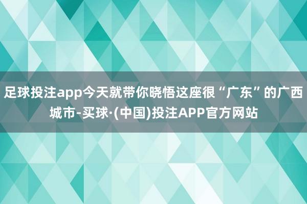 足球投注app今天就带你晓悟这座很“广东”的广西城市-买球·(中国)投注APP官方网站