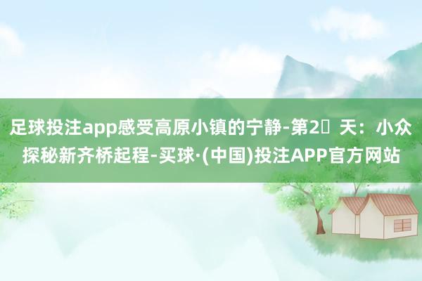 足球投注app感受高原小镇的宁静-第2⃣天:小众探秘新齐桥起程-买球·(中国)投注APP官方网站