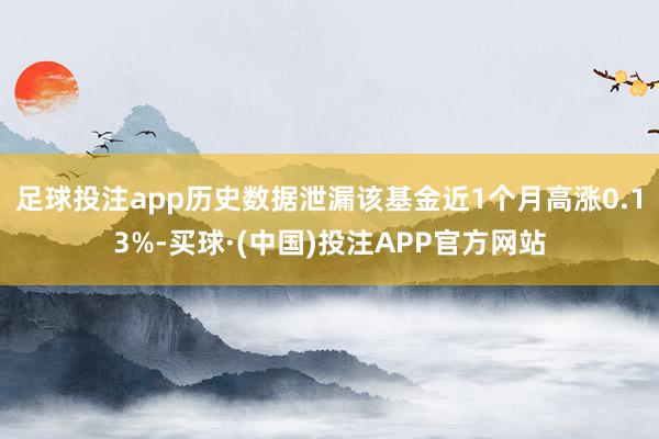 足球投注app历史数据泄漏该基金近1个月高涨0.13%-买球·(中国)投注APP官方网站