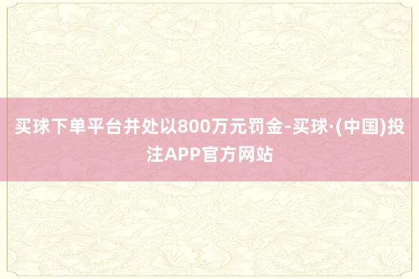 买球下单平台并处以800万元罚金-买球·(中国)投注APP官方网站