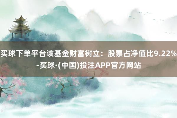 买球下单平台该基金财富树立：股票占净值比9.22%-买球·(中国)投注APP官方网站