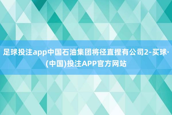 足球投注app中国石油集团将径直捏有公司2-买球·(中国)投注APP官方网站