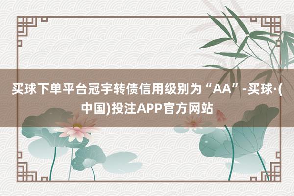 买球下单平台冠宇转债信用级别为“AA”-买球·(中国)投注APP官方网站