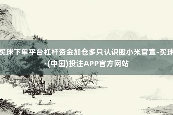 买球下单平台杠杆资金加仓多只认识股小米官宣-买球·(中国)投注APP官方网站
