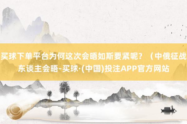 买球下单平台为何这次会晤如斯要紧呢？（中俄征战东谈主会晤-买球·(中国)投注APP官方网站