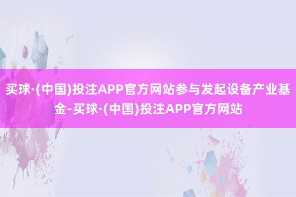 买球·(中国)投注APP官方网站参与发起设备产业基金-买球·(中国)投注APP官方网站