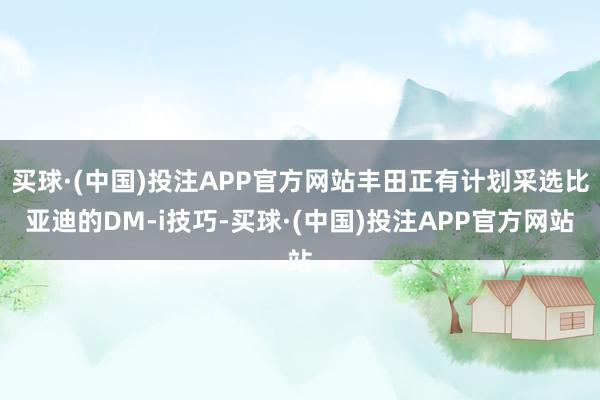 买球·(中国)投注APP官方网站丰田正有计划采选比亚迪的DM-i技巧-买球·(中国)投注APP官方网站