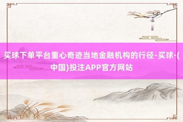 买球下单平台重心奇迹当地金融机构的行径-买球·(中国)投注APP官方网站