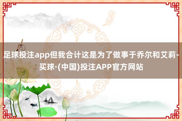 足球投注app但我合计这是为了做事于乔尔和艾莉-买球·(中国)投注APP官方网站