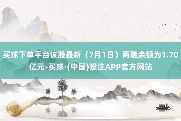 买球下单平台该股最新（7月1日）两融余额为1.70亿元-买球·(中国)投注APP官方网站