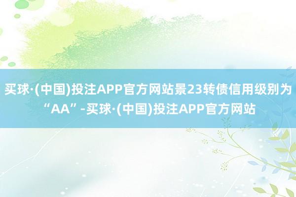 买球·(中国)投注APP官方网站景23转债信用级别为“AA”-买球·(中国)投注APP官方网站