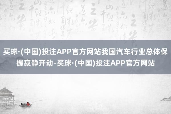 买球·(中国)投注APP官方网站我国汽车行业总体保握寂静开动-买球·(中国)投注APP官方网站