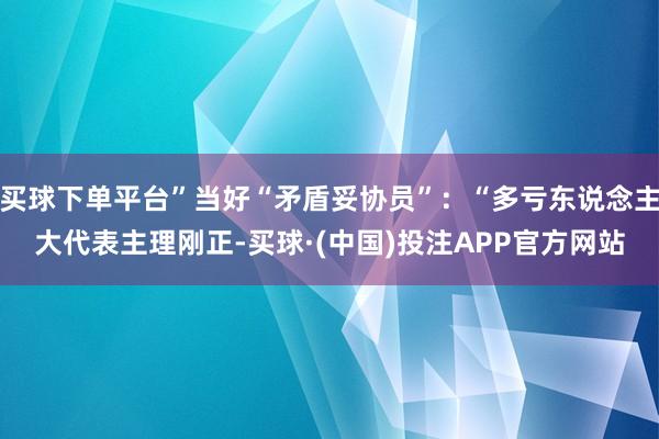 买球下单平台”当好“矛盾妥协员”：“多亏东说念主大代表主理刚正-买球·(中国)投注APP官方网站