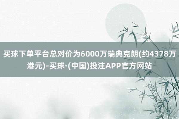 买球下单平台总对价为6000万瑞典克朗(约4378万港元)-买球·(中国)投注APP官方网站