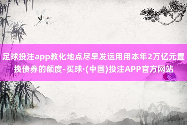 足球投注app教化地点尽早发运用用本年2万亿元置换债券的额度-买球·(中国)投注APP官方网站