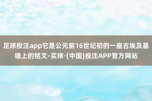 足球投注app它是公元前16世纪初的一座古埃及墓墙上的铭文-买球·(中国)投注APP官方网站