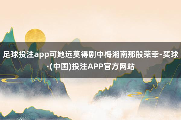 足球投注app可她远莫得剧中梅湘南那般荣幸-买球·(中国)投注APP官方网站