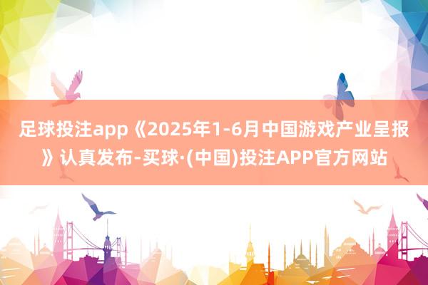 足球投注app《2025年1-6月中国游戏产业呈报》认真发布-买球·(中国)投注APP官方网站