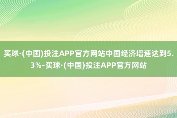 买球·(中国)投注APP官方网站中国经济增速达到5.3%-买球·(中国)投注APP官方网站
