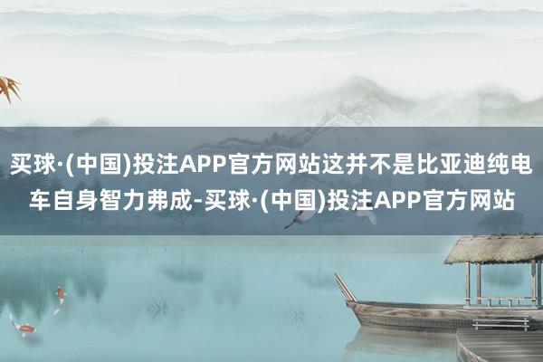 买球·(中国)投注APP官方网站这并不是比亚迪纯电车自身智力弗成-买球·(中国)投注APP官方网站