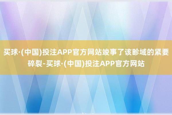 买球·(中国)投注APP官方网站竣事了该畛域的紧要碎裂-买球·(中国)投注APP官方网站
