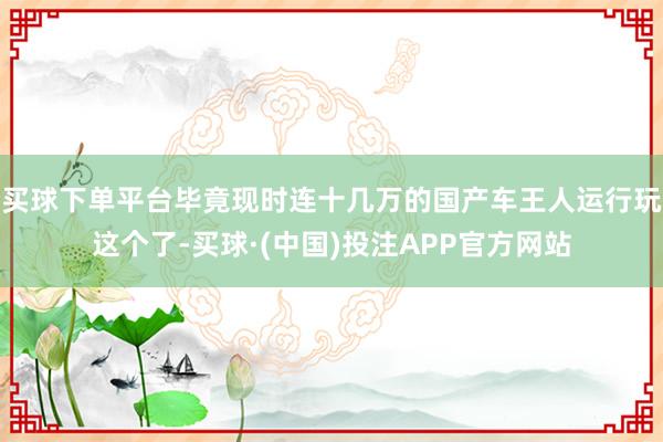 买球下单平台毕竟现时连十几万的国产车王人运行玩这个了-买球·(中国)投注APP官方网站