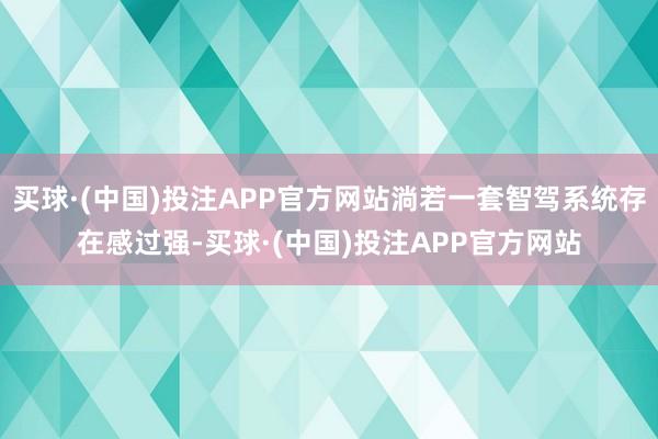 买球·(中国)投注APP官方网站淌若一套智驾系统存在感过强-买球·(中国)投注APP官方网站