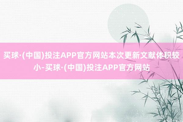 买球·(中国)投注APP官方网站本次更新文献体积较小-买球·(中国)投注APP官方网站