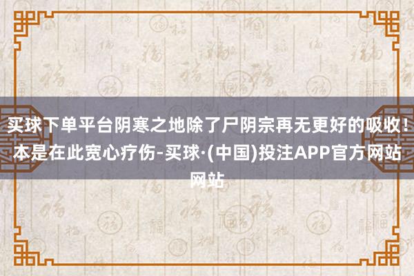 买球下单平台阴寒之地除了尸阴宗再无更好的吸收!本是在此宽心疗伤-买球·(中国)投注APP官方网站