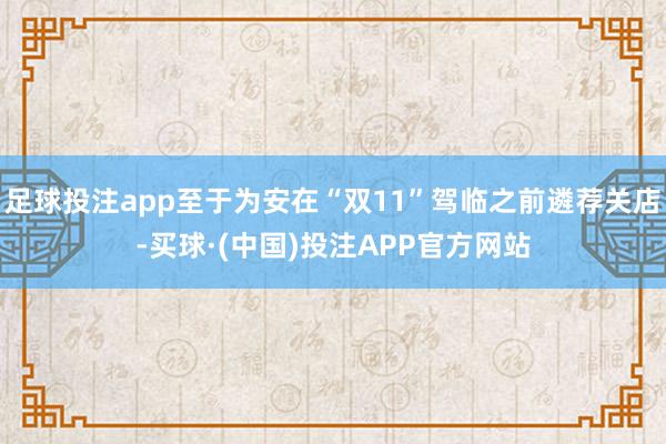 足球投注app至于为安在“双11”驾临之前遴荐关店-买球·(中国)投注APP官方网站