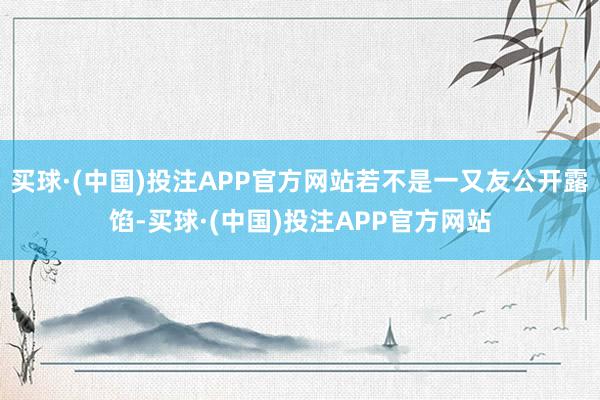 买球·(中国)投注APP官方网站若不是一又友公开露馅-买球·(中国)投注APP官方网站