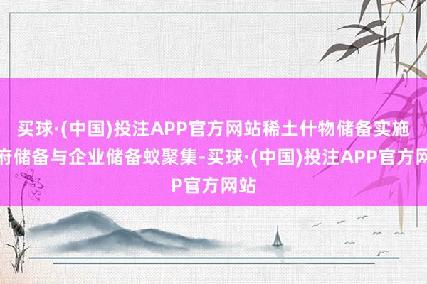 买球·(中国)投注APP官方网站稀土什物储备实施政府储备与企业储备蚁聚集-买球·(中国)投注APP官方网站