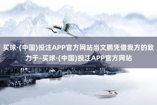 买球·(中国)投注APP官方网站当文鹏凭借我方的致力于-买球·(中国)投注APP官方网站