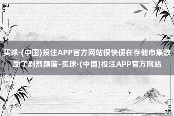 买球·(中国)投注APP官方网站很快便在存储市集激励了剧烈颠簸-买球·(中国)投注APP官方网站