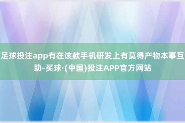 足球投注app有在该款手机研发上有莫得产物本事互助-买球·(中国)投注APP官方网站