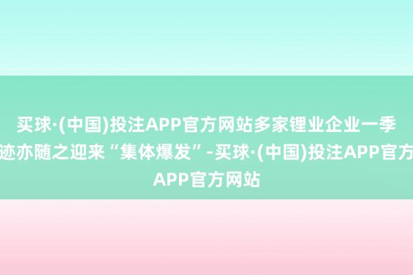 买球·(中国)投注APP官方网站多家锂业企业一季度事迹亦随之迎来“集体爆发”-买球·(中国)投注APP官方网站