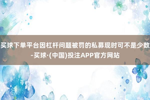 买球下单平台因杠杆问题被罚的私募现时可不是少数-买球·(中国)投注APP官方网站