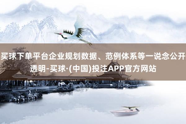 买球下单平台企业规划数据、范例体系等一说念公开透明-买球·(中国)投注APP官方网站