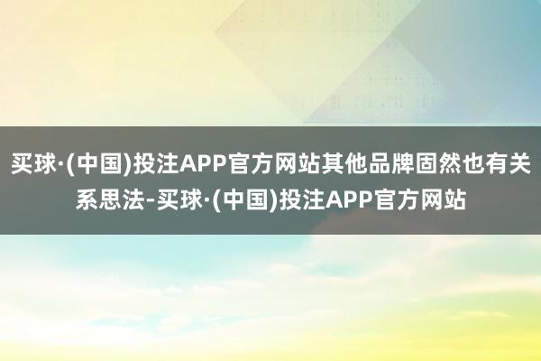 买球·(中国)投注APP官方网站其他品牌固然也有关系思法-买球·(中国)投注APP官方网站