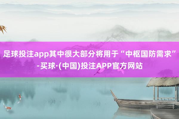 足球投注app其中很大部分将用于“中枢国防需求”-买球·(中国)投注APP官方网站