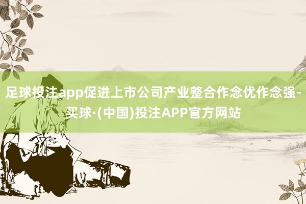足球投注app促进上市公司产业整合作念优作念强-买球·(中国)投注APP官方网站