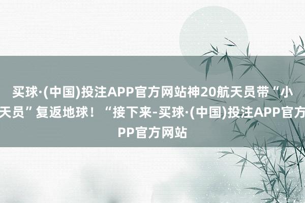 买球·(中国)投注APP官方网站神20航天员带“小鼠航天员”复返地球！“接下来-买球·(中国)投注APP官方网站