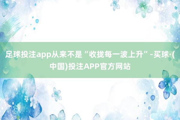 足球投注app从来不是“收拢每一波上升”-买球·(中国)投注APP官方网站